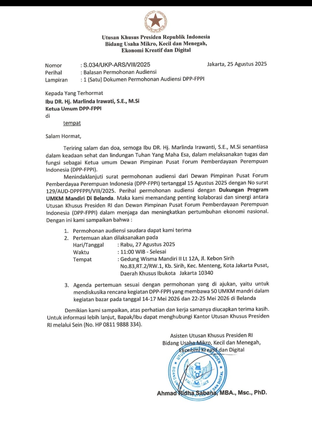 Pertemuan dengan staf Khsuus Presiden bidang UMKM - Media 4